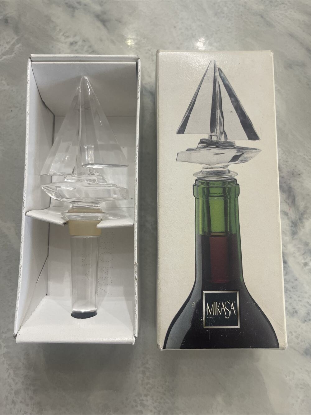New Mikasa Regatta Lead Crystal Stopper Topper Sail Boat Glass Wine Austria